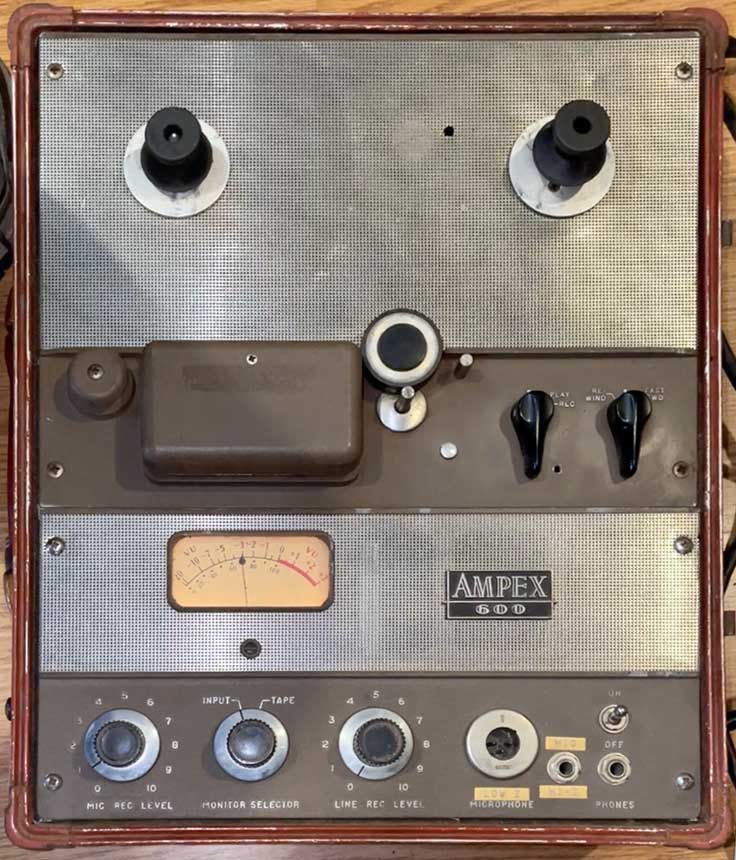 Ampex 600 reel tape recorder donated by Mike Sartain to the Museum of Magnetic Sound Recording;svintage reel tape recorder recording collection