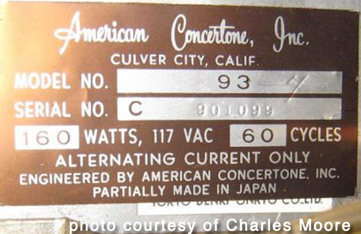 Concertone 93 reel tape recorder photos provided by Charles Moore