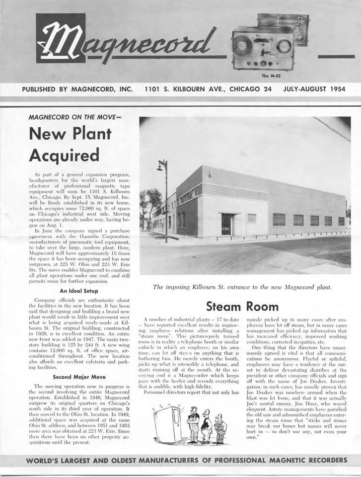 Magnecord Inc Newsletter July 1954