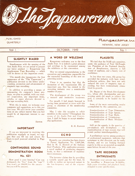 1949 Rangertone brochure in the MOMSR/Reel2ReelTexas/Theophilus vintage tape recorder collection