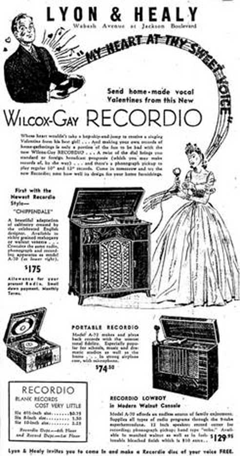 Wilcox Gay Recordio ad in the MOMSR / Reel2ReelTexas vintage tape recording collection