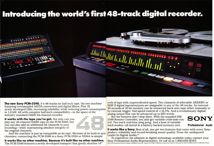 1988 ad for the Sony 48 track digital reel to reel tape recorder in the Reel2ReelTexas.com vintage reel tape recorder recording collection