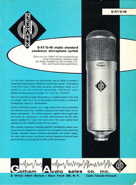 Neumann U47 U48 borchure and instructions in the reel2reetexas.com/MOMSR/Theophilus vintage recording collection