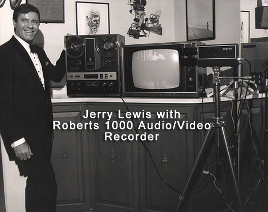 Jerry Lewis with Rheem Roberts 1000 1/4" audio video recorder from 1969
