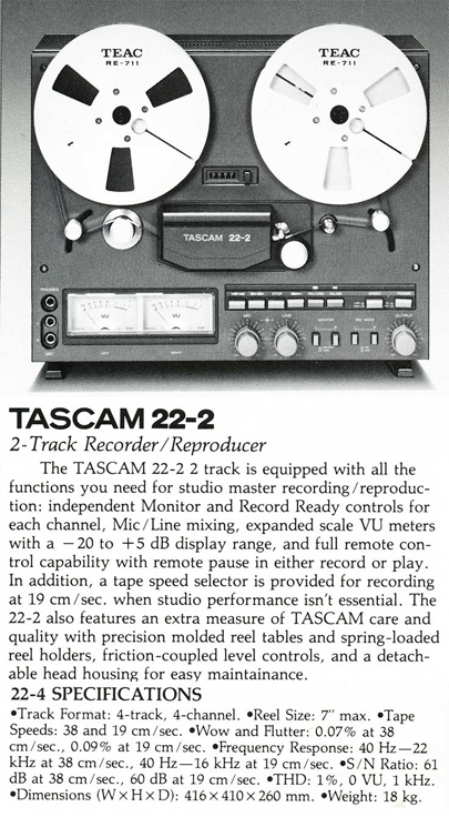 Teac Tascam 22-2- Teac Tascam reel tape recorders • the Museum of Magnetic  Sound Recording