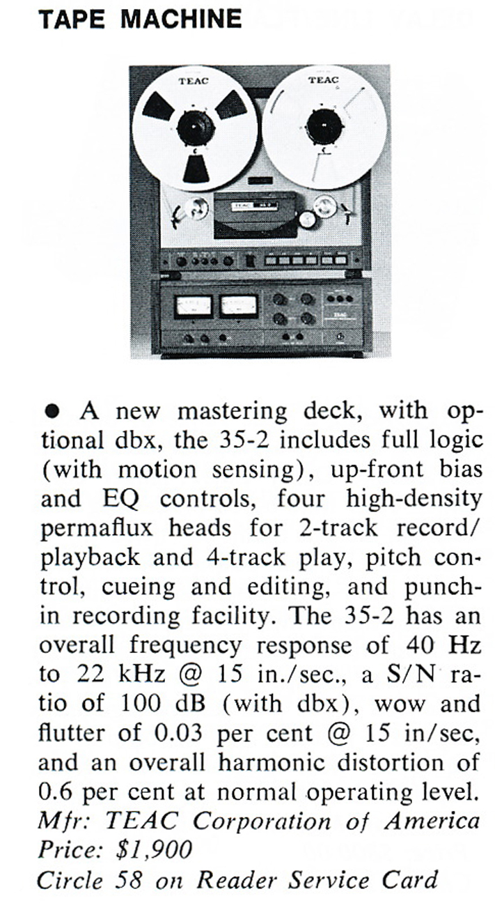 Teac 35-2 two Track mastering reel to reel tape recorder in the Reel2ReelTexas vintage reconding collection