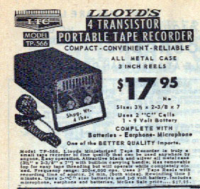 Lloyd's TP-566 Portable Reel to Reel Tape Recorder +Box