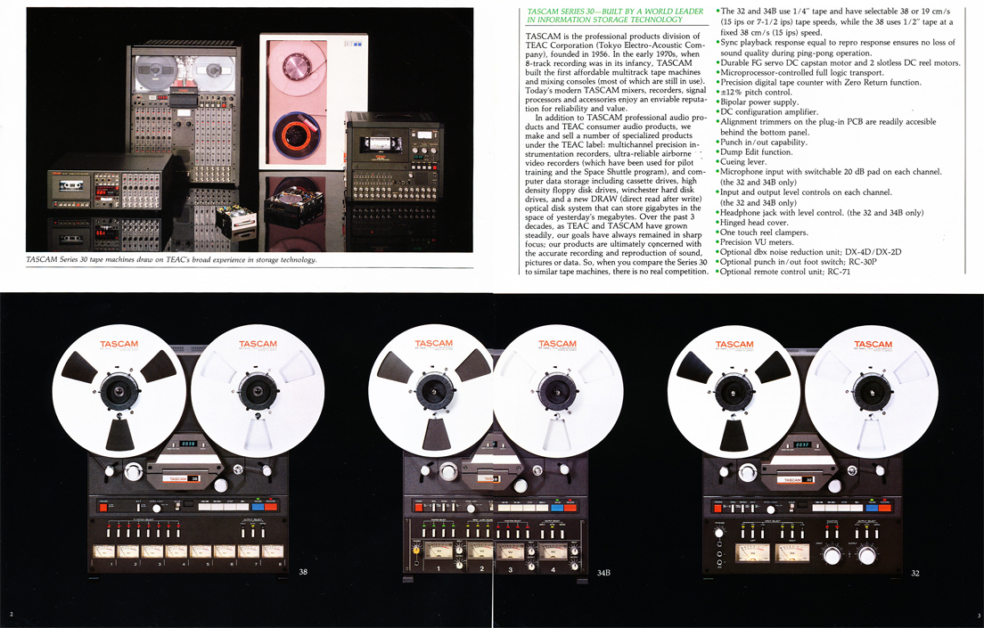 TASCAM 34 and 34B Reel to Reel Tape Players.