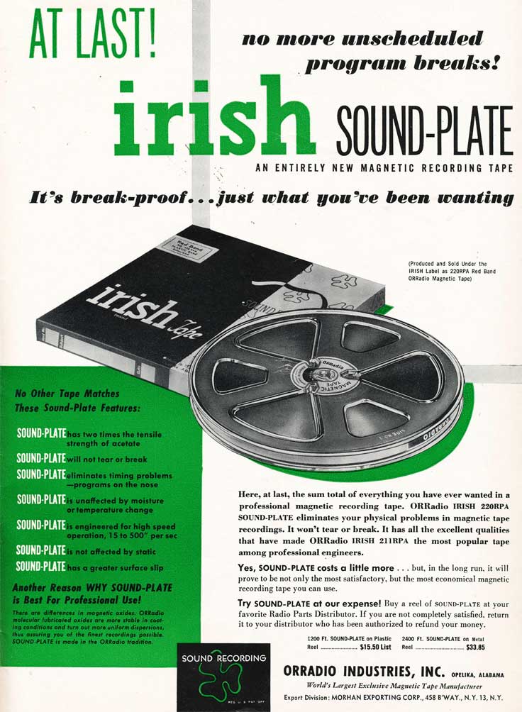 Vintage Ferrodynamics Scotch Irish Brand 7 Reel to Reel Magnetic Recording  Tape 