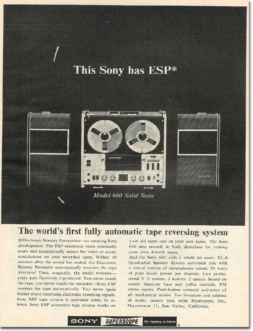 picture of 1966 Sony tape recorder ad