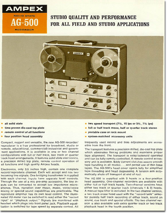 Ampex Model Time Line • the Museum of Magnetic Sound Recording