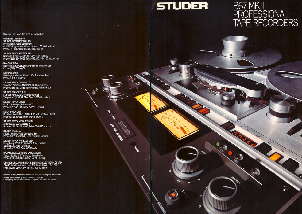 Studer B67• Studer - ReVox reel tape recorders • the Museum of Magnetic  Sound Recording